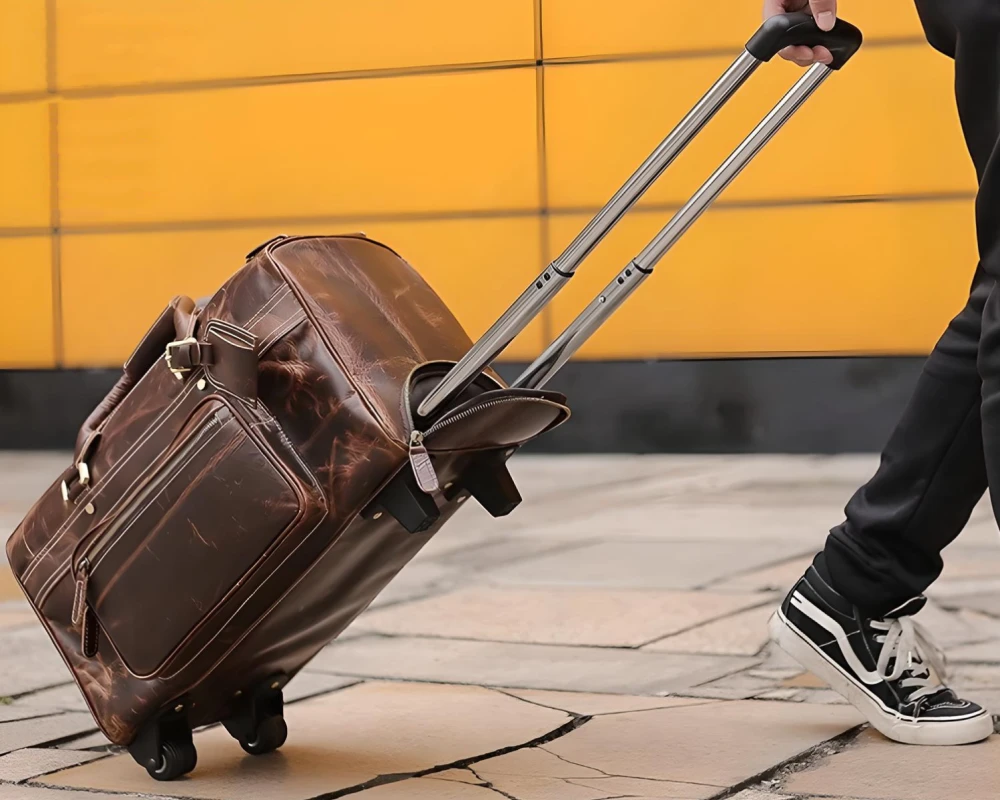 mens leather carry on duffel bags