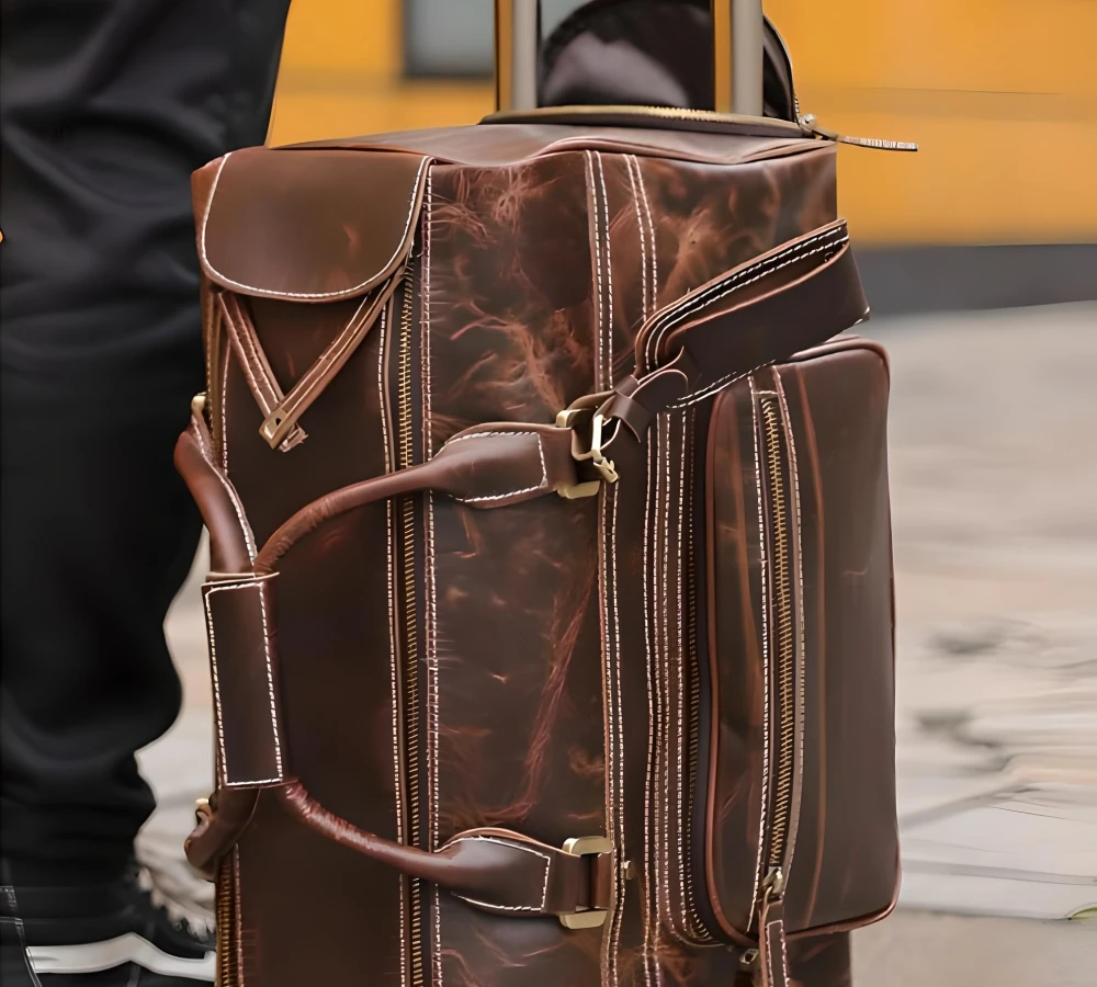 luxury leather carry on luggage