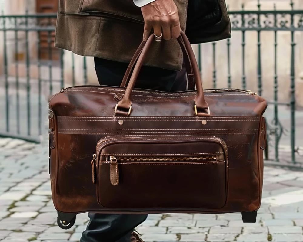 mens leather carry on duffel bags
